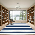 Classic Navy White Stripe Harmony Rug