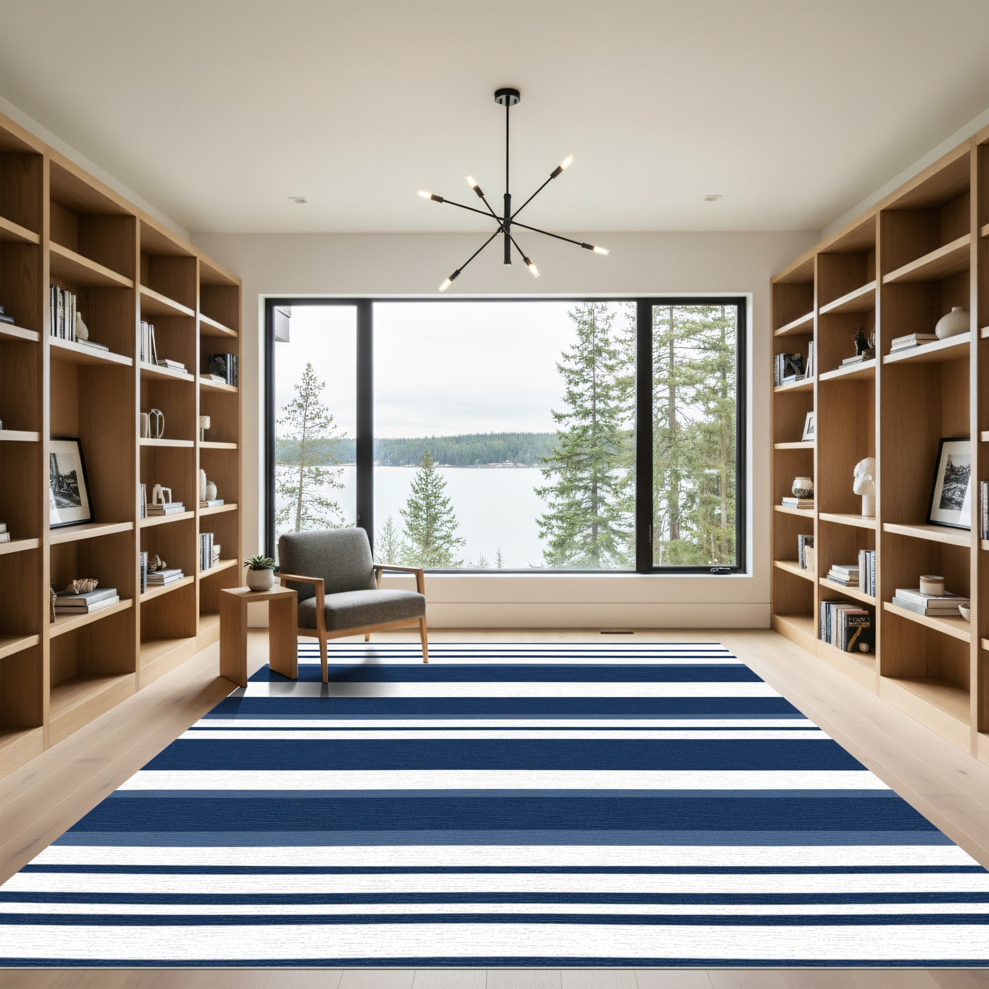 Classic Navy White Stripe Harmony Rug