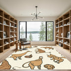 Brown Striped Animal Safari Collage Rug