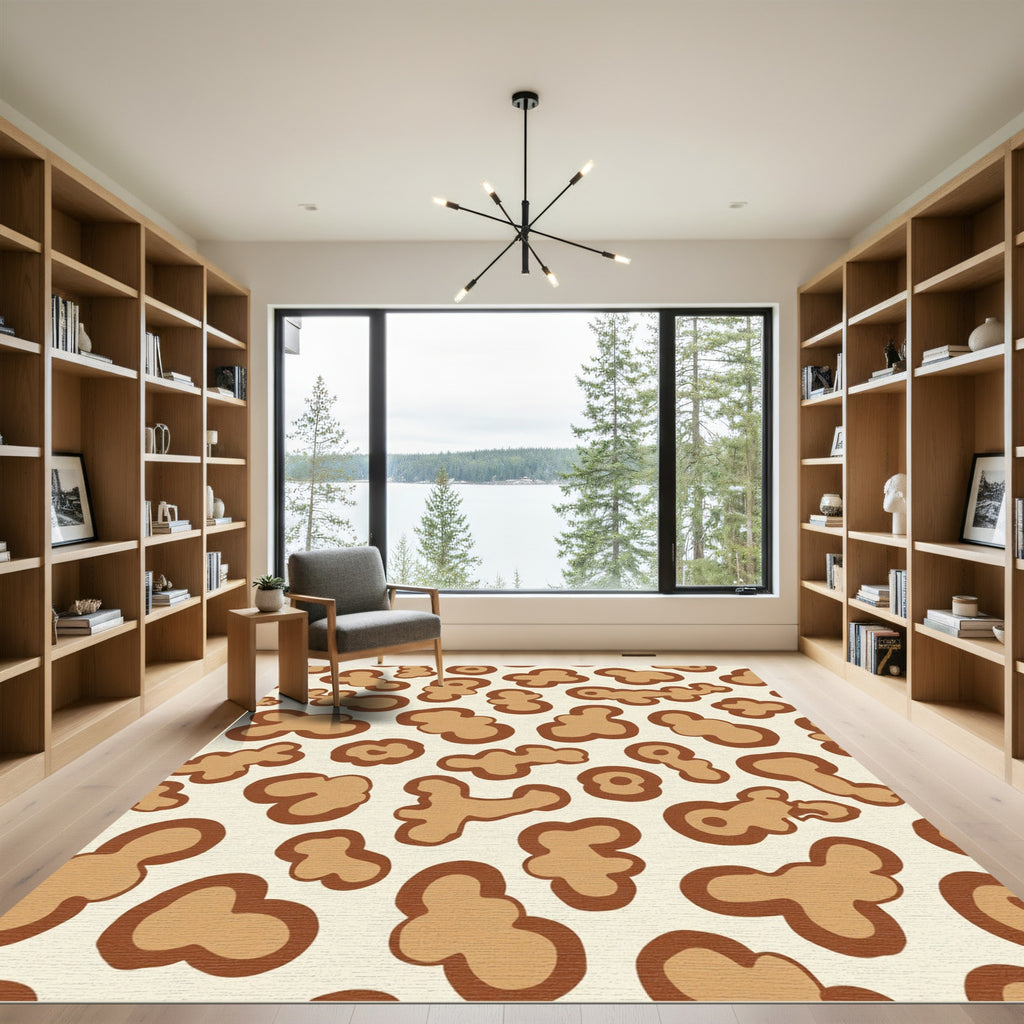 Brown And Tan Abstract Blob Rug