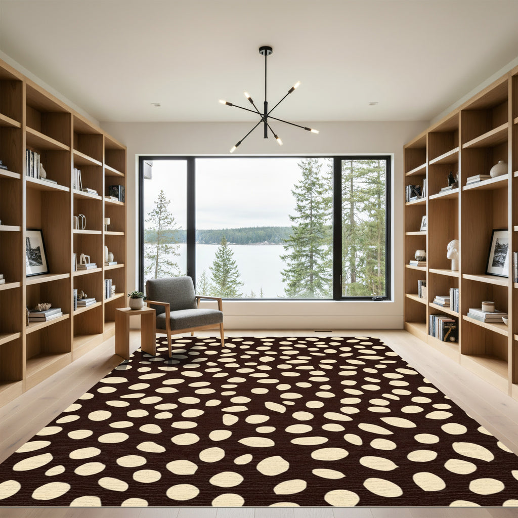 Brown Cream Organic Spot Scatter Rug