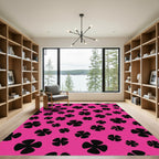 Chic Black Clover Field Rug