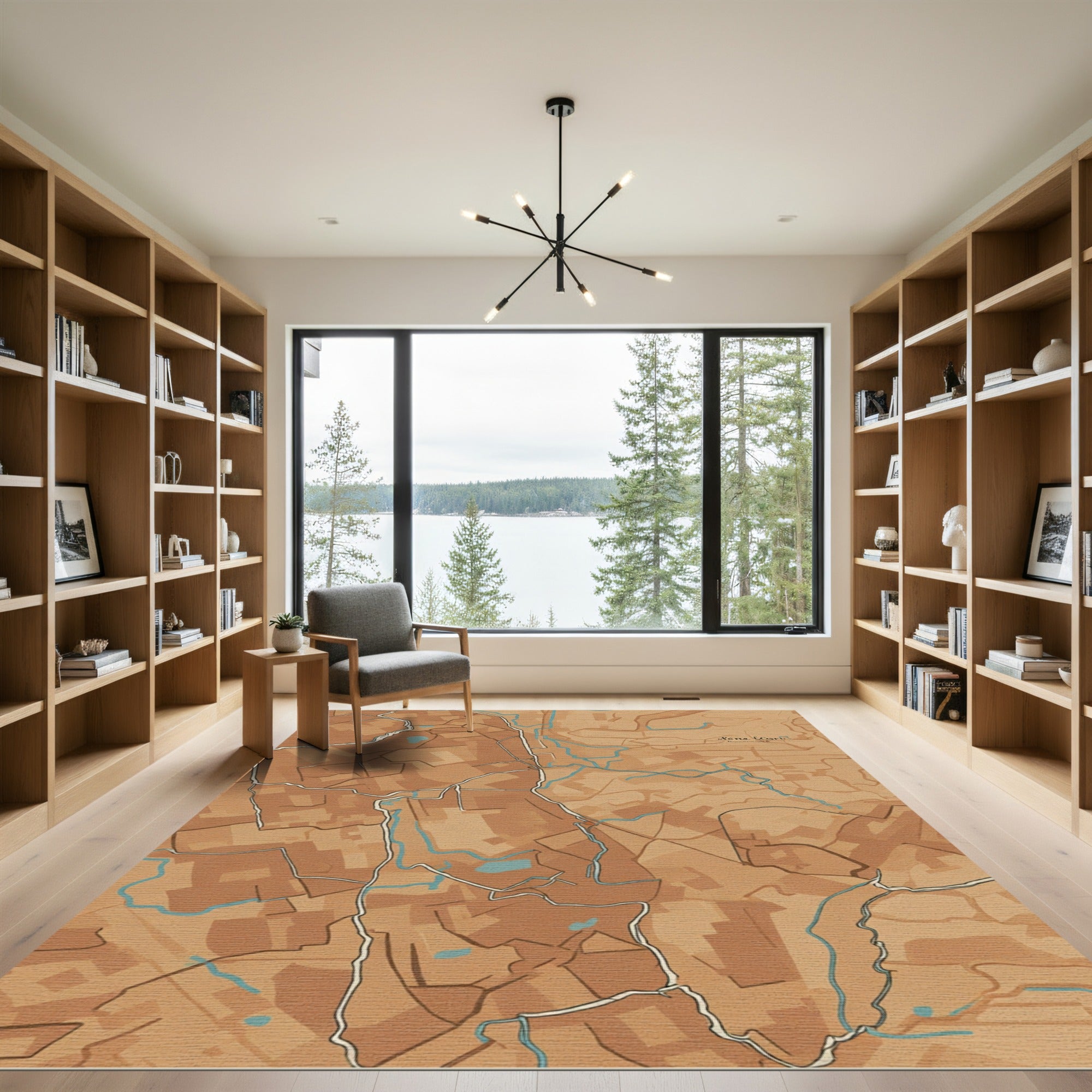 Brown Earthy Abstract Topographical Map Rug