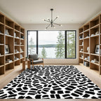 Black White Brushstroke Composition Rug