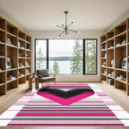 Pink Black Heart Striped Graphic Rug
