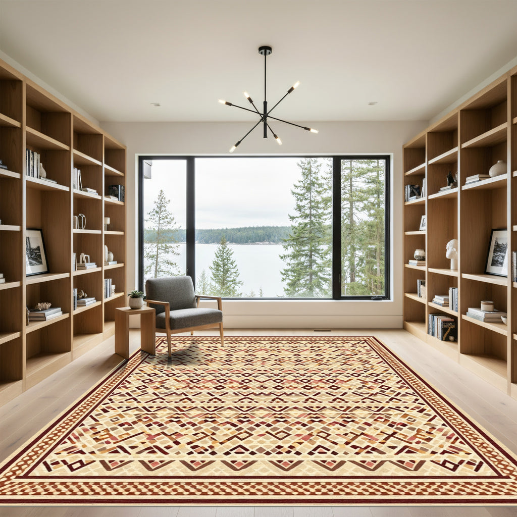 Geometric Tribal Diamond Ochre Rug