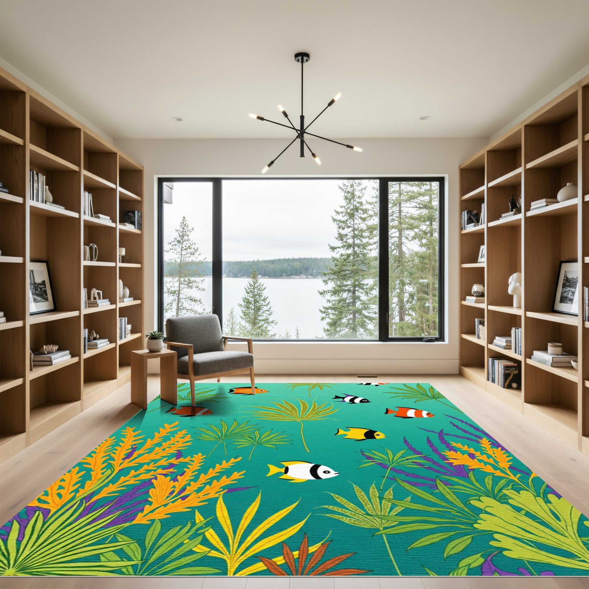 Vibrant Tropical Fish Ocean Flora Rug