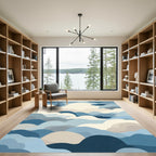 Serene Blue Cloudscape Layered Abstraction Rug