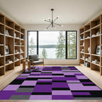 Modern Geometric Purple Rectangle Arrangement Rug