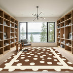 Brown Cream Polka Dot Frame Rug