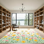 Whimsical Orange Butterfly Garden Rug