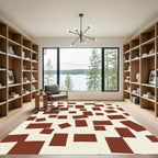 Abstract Sienna Squares Composition Rug