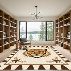 Bold Tiger Face Tribal Border Rug