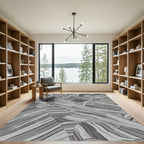 Monochrome Abstract Wood Grain Rug