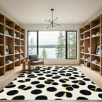 Black Yellow Spotty Abstract Rug