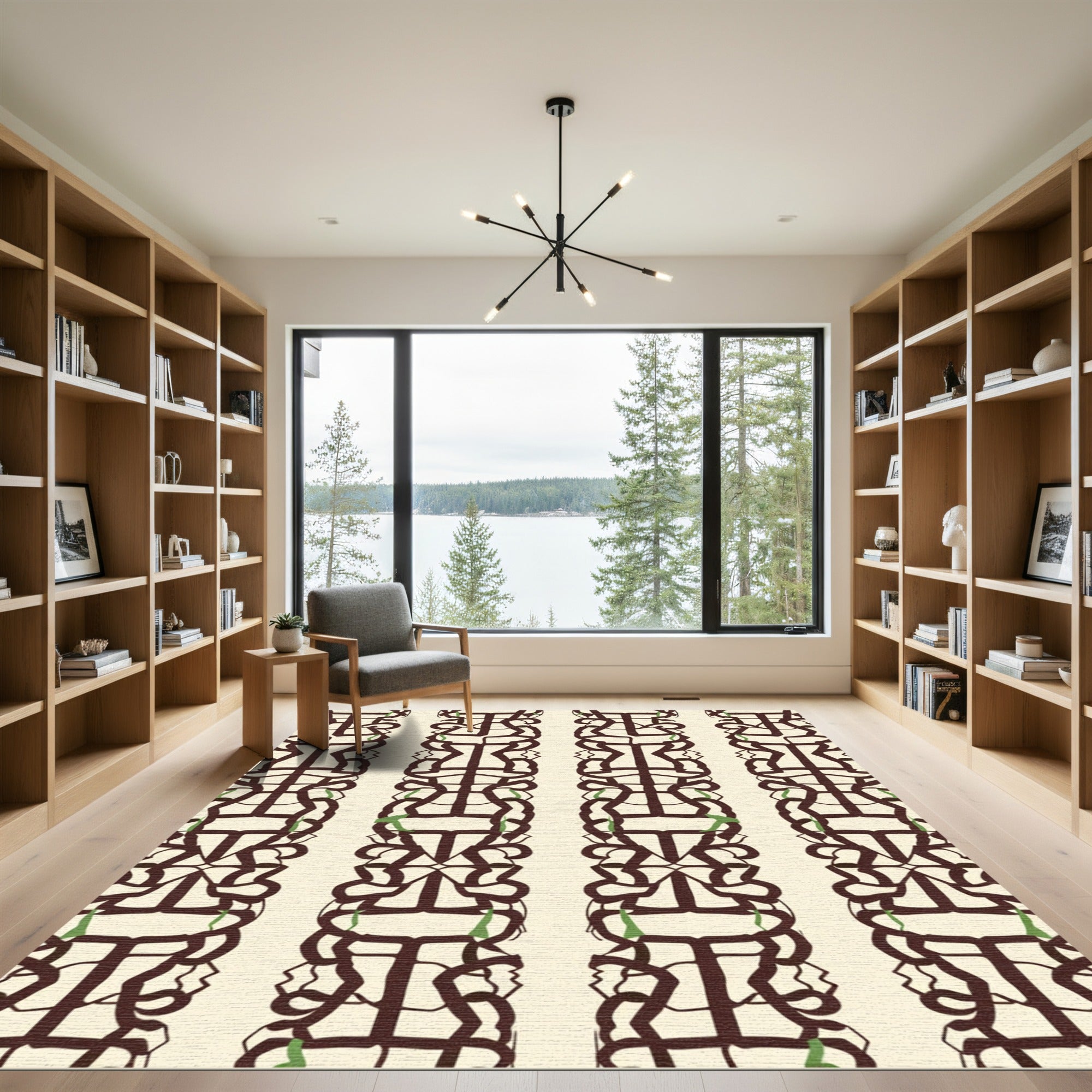 Dark Brown Chain Link Motif Rug