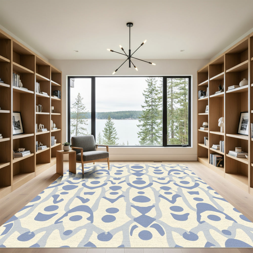 Pale Blue Organic Vertical Stripe Rug