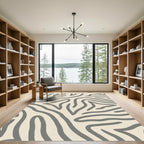 Neutral Zebra Stripe Organic Waves Rug