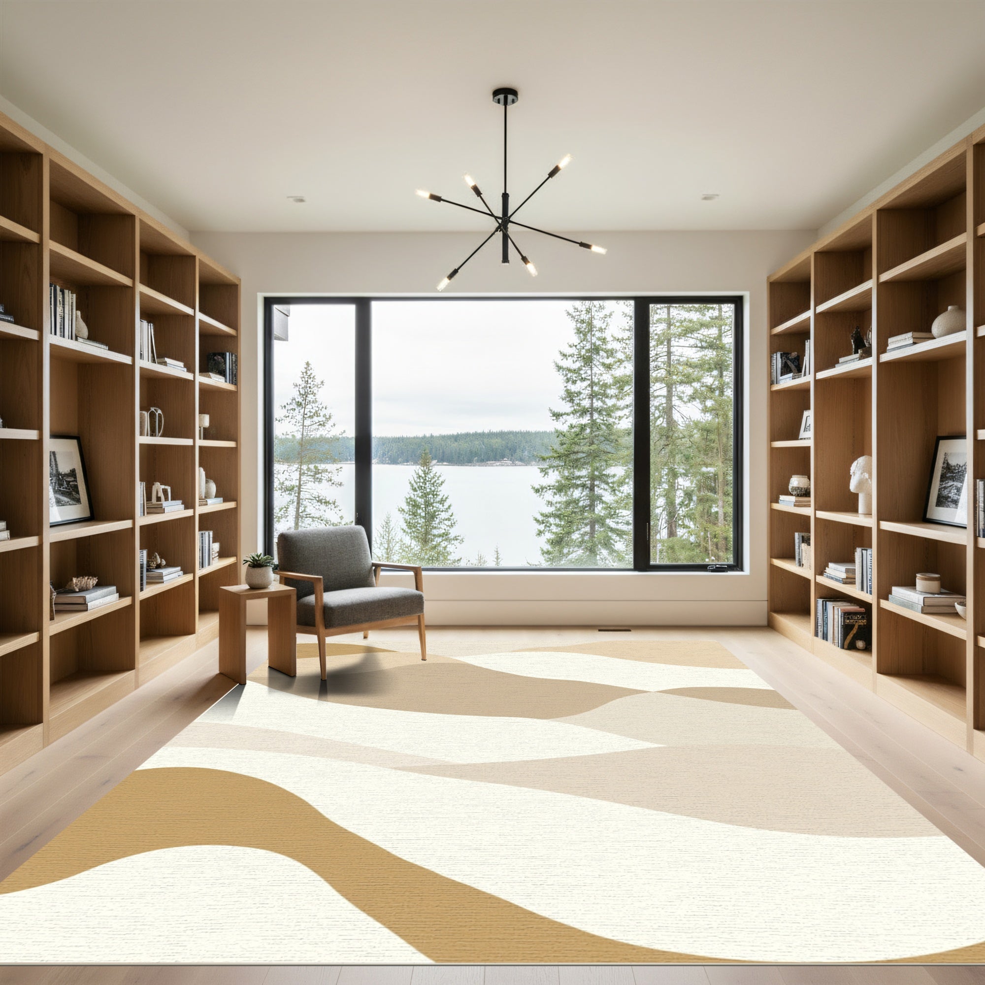 Earthy Dune Waves Abstract Flow Rug
