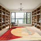 Crimson Sunset Abstract Linear Rug