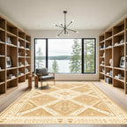 Golden Tribal Diamond Geometric Rug