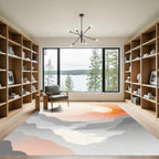 Serene Orange Moonlit Mountain River Rug