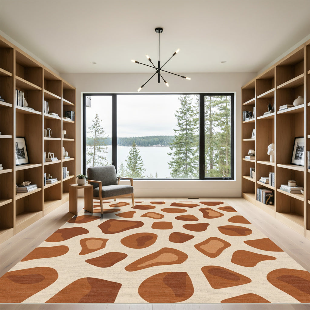 Warm Brown Giraffe Spot Rug
