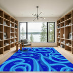 Deep Blue Flowing Swirls Rug