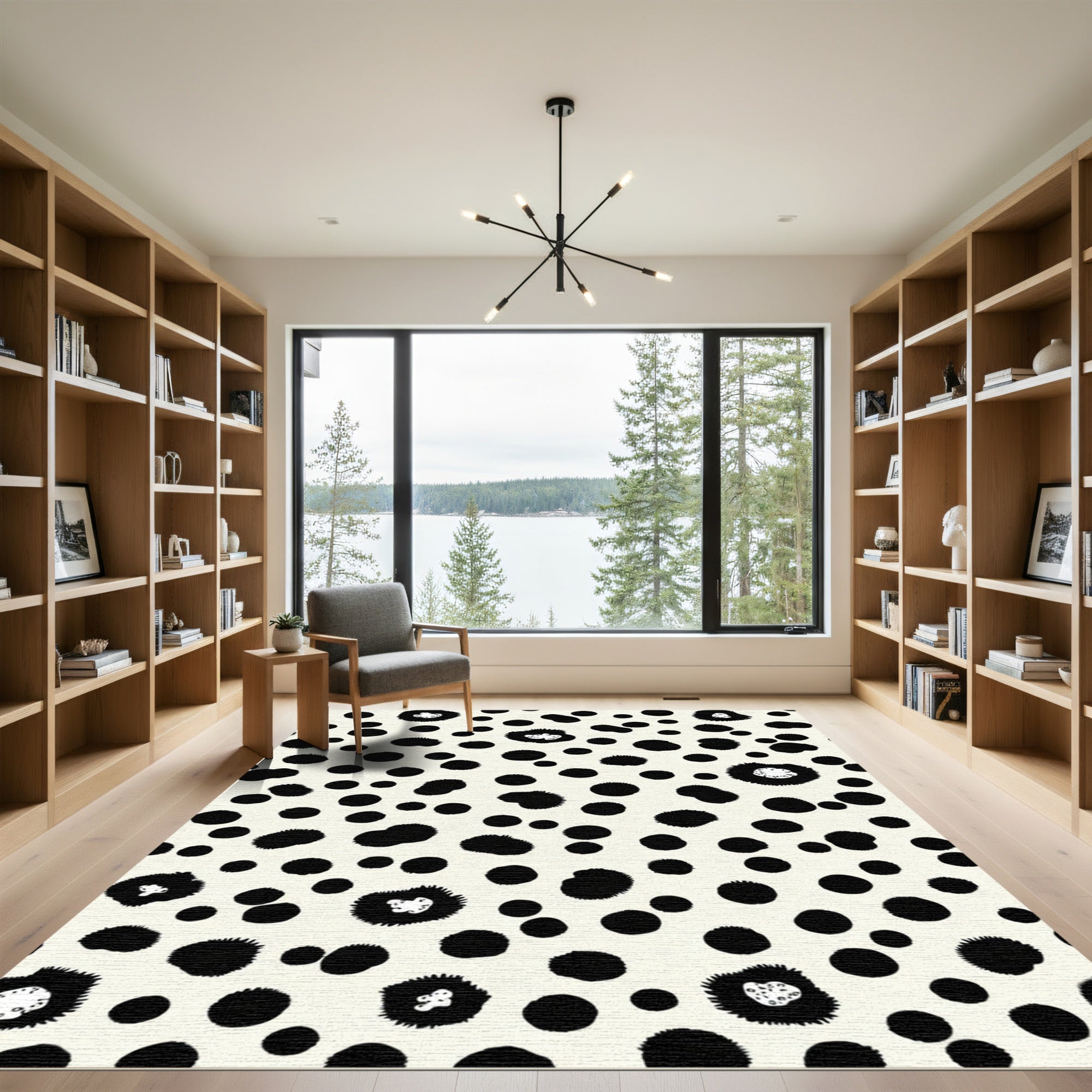 Black And White Spotted Accent Rug