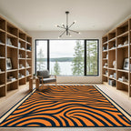Bold Orange Black Animal Print Rug