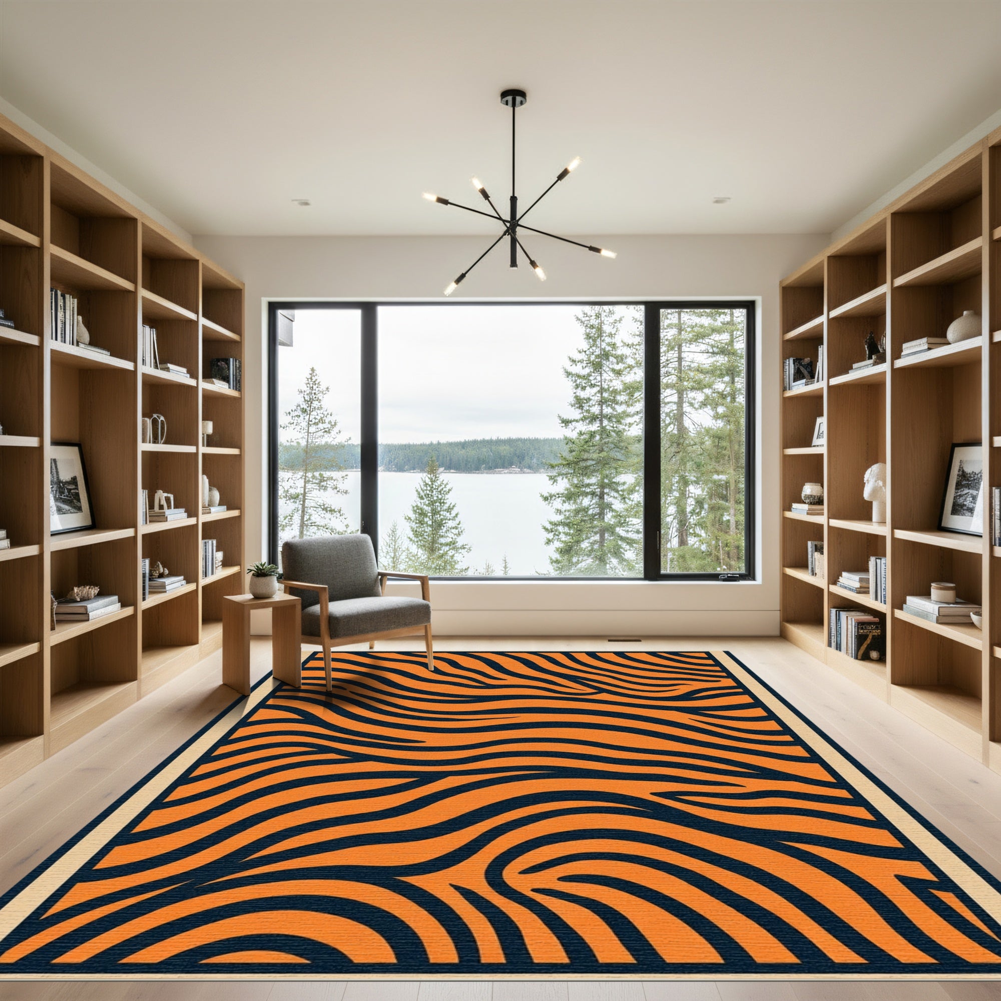 Bold Orange Black Animal Print Rug
