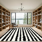 Abstract Black White Jagged Stripe Rug