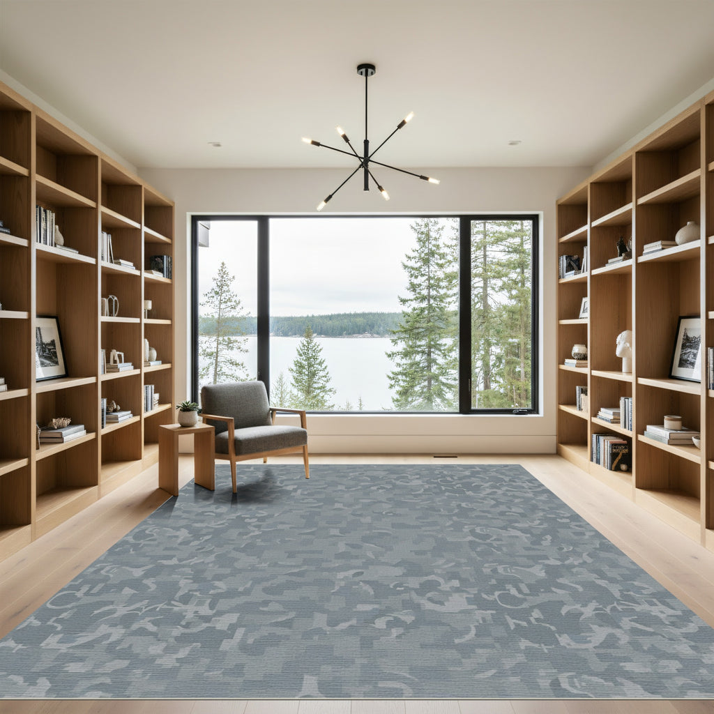 Subtle Gray Abstract Pixel Swirl Rug