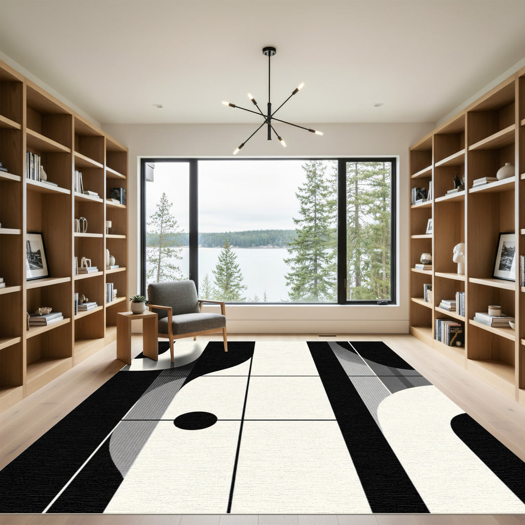 Monochromatic Abstract Geometric Arch Rug
