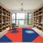 Bold Orange Blue Sunburst Duo Rug
