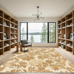 Tan Floral Meadow Botanical Rug