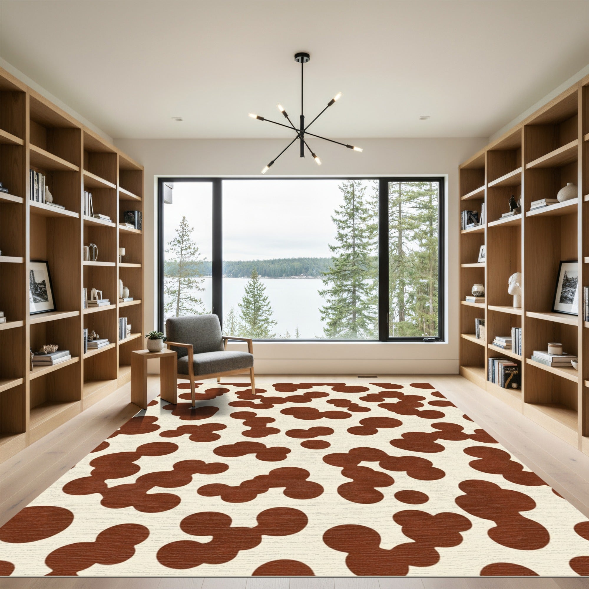 Cream Brown Blobs Scatter Rug