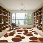 Brown Paw Print White Cream Rug