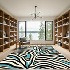 Bold Zebra Stripe Aqua Gold Rug