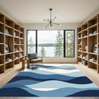 Wavy Abstract Blue Horizon Rug