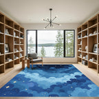 Dreamy Blue Cloudscape Stars Rug