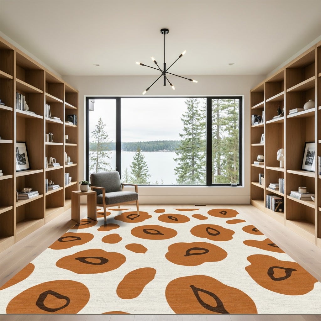 Brown Abstract Organic Spots Rug