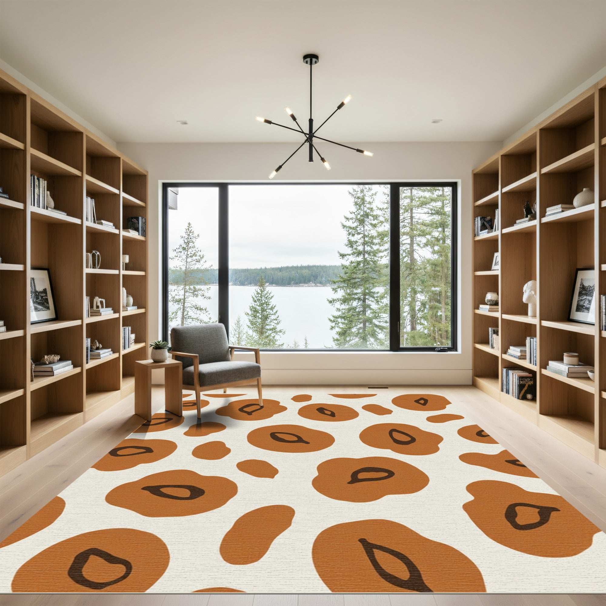 Brown Abstract Organic Spots Rug
