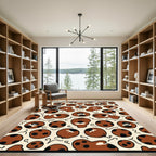 Brown Ochre Playful Figures Random Layout Rug