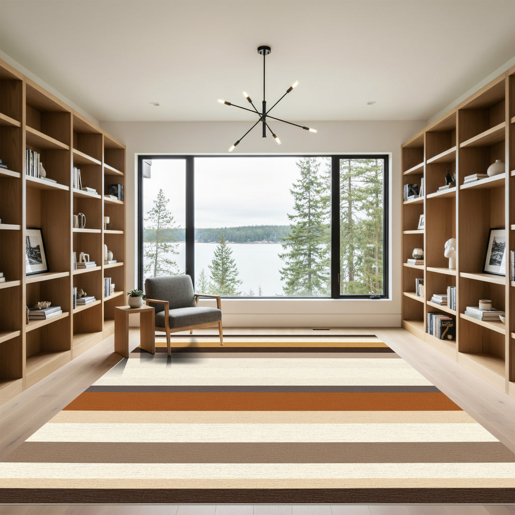 Earthy Toned Horizontal Striped Rug
