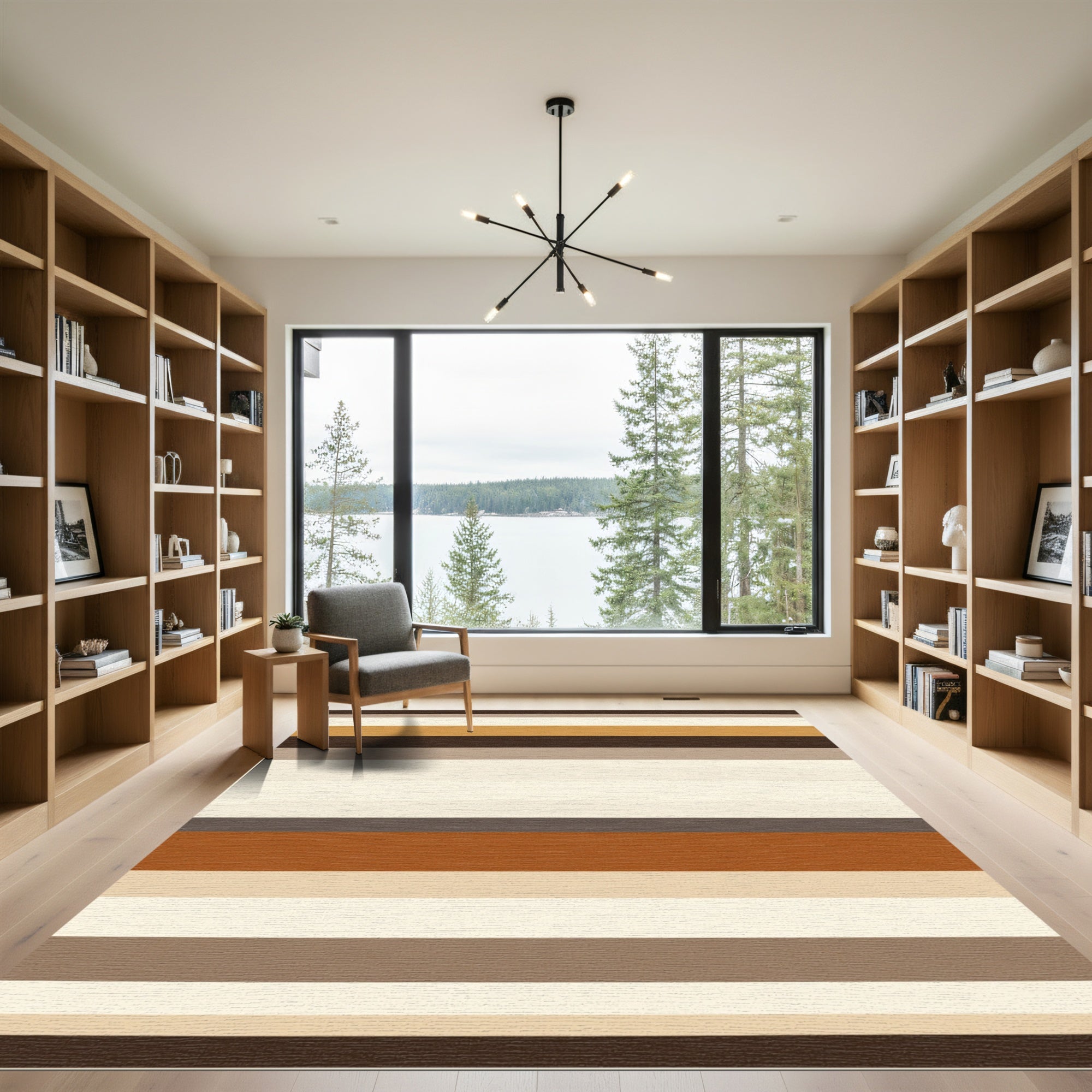 Earthy Toned Horizontal Striped Rug