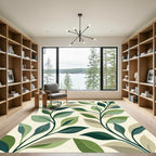 Green Leafy Swirl Branches Rug