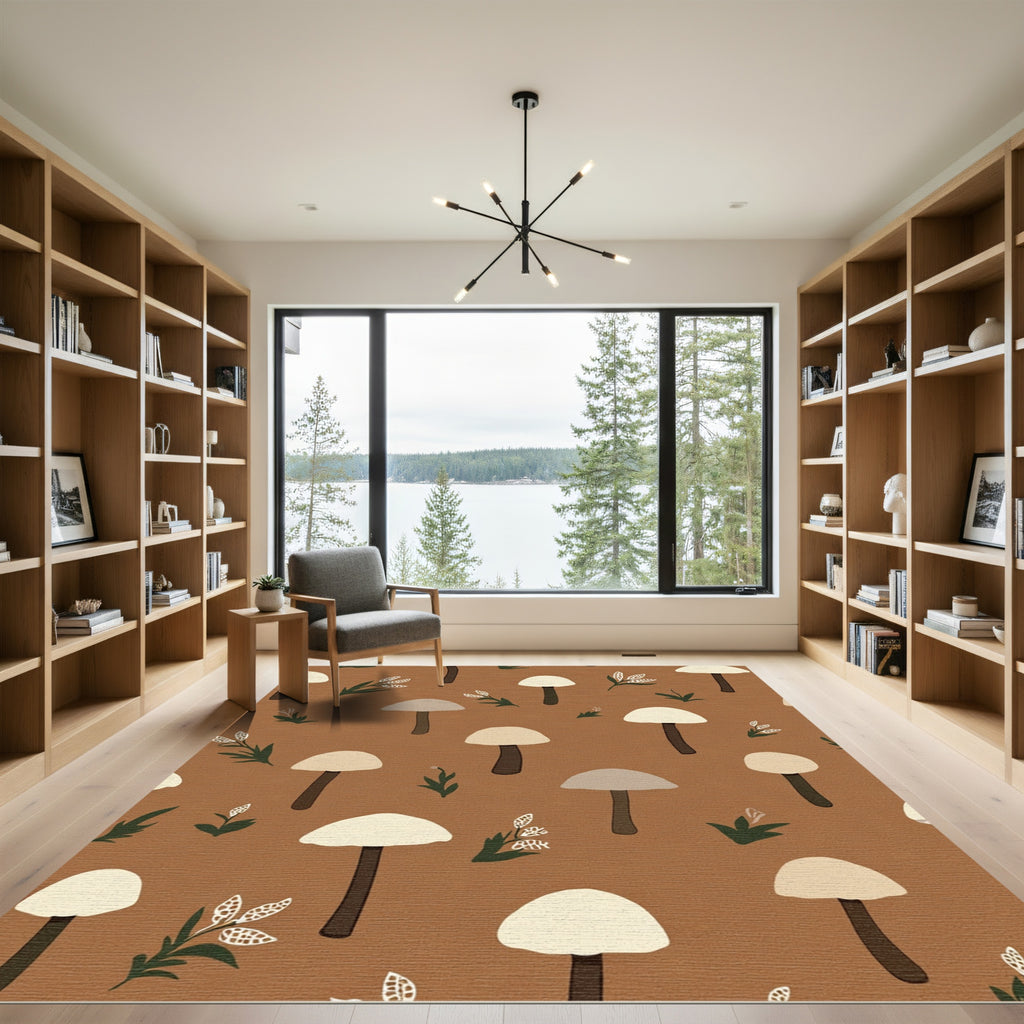 Earthy Mushroom Forest Floor Accents Rug