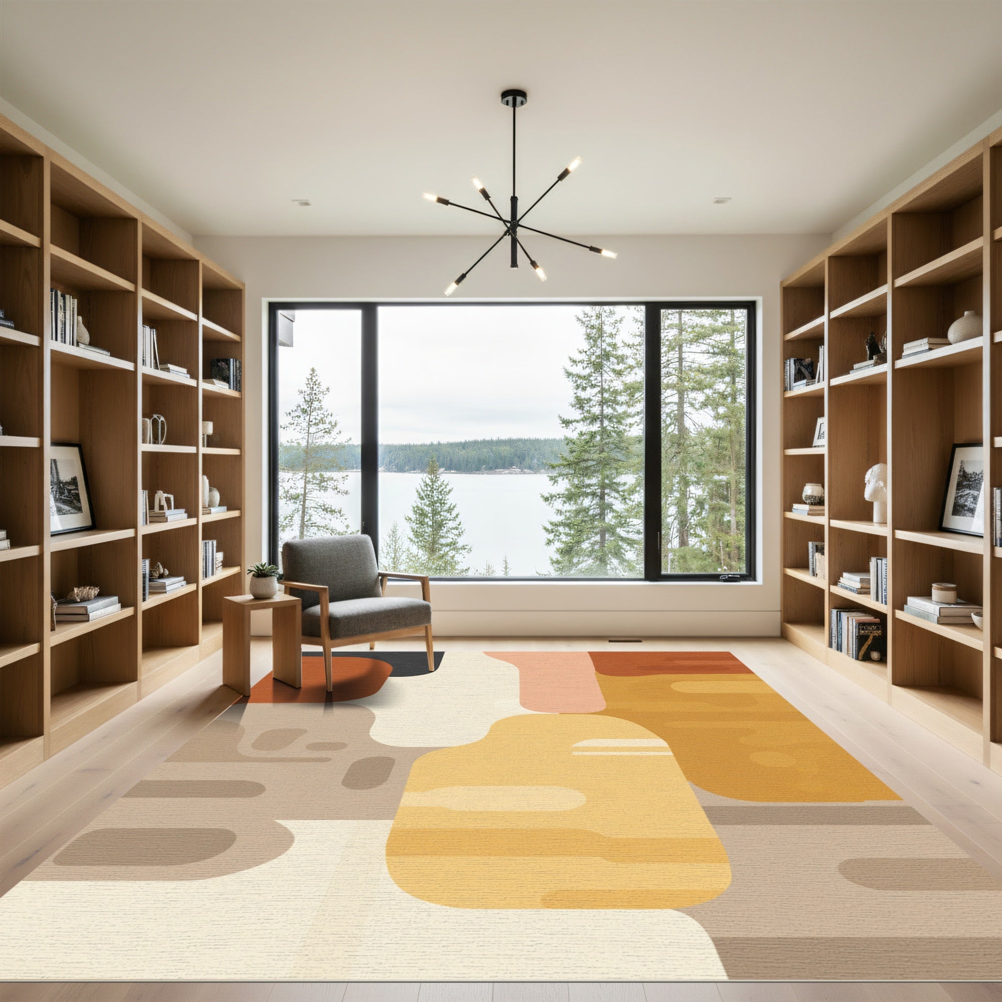 Abstract Earthy Tone Organic Shapes Rug