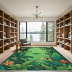 Lush Green Jungle Insects Garden Rug